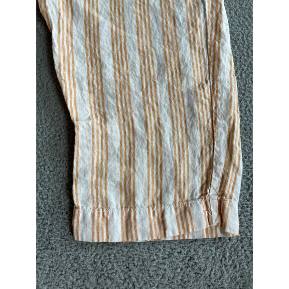 H&M Pants Medium Linen Pull On Stretch Cropped Striped Orange White Beach Boho - Picture 2 of 16
